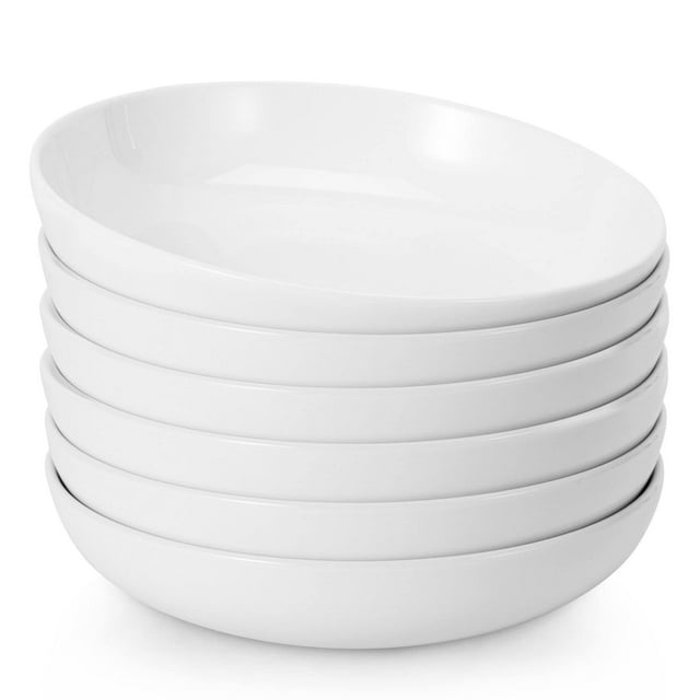 Porcelain Pasta Bowls Set 6 Pack Premium White Ceramic Large Capacity