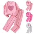 thumbnail image 3 of EnJoCho Girls Prepy Athleti𝖼 Jogger Set Cute Heart Cotton Long Sleeve Pullover Sweatshirts Elastic Waist Plain Baggy Pants Outfit School Fashion Wear, 3 of 3
