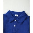 thumbnail image 4 of 4T Baby Boys Clothes 4T Boys 2PCS Summer Outfits Set Solid Color Lapel Design Toddler Boys Short Sleeve Shirt Top Shorts Set Dark Blue, 4 of 7