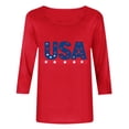 thumbnail image 4 of Women's Summer Tops Independence Day Printed Round-neck Three-quarter Sleeve T-shirt Tops 2026, 4 of 5
