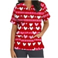 thumbnail image 2 of VKOYWKM Valentine's Scrub Tops for Women Love Heart Print Valentines Day Nurse Uniforms V Neck Short Sleeve Working Tops with Pockets, 2 of 5