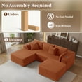 thumbnail image 3 of 3 Seats Boneless Modular Cloud Sectional Sofa with Chaise & Ottoman, Extra-Wide Deep Seats Plush Corduroy Sleeper Soft Couch for Modern Living Rooms, Small Spaces Apartments Orange 108"-U Shape Left, 3 of 8