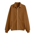 thumbnail image 4 of Nestiefly Womens Sweatshirt Lightweight Zip Up Jackets Fall Winter Long Sleeve Oversized Hoodies Jacket With Pockets Light Brown S, 4 of 5