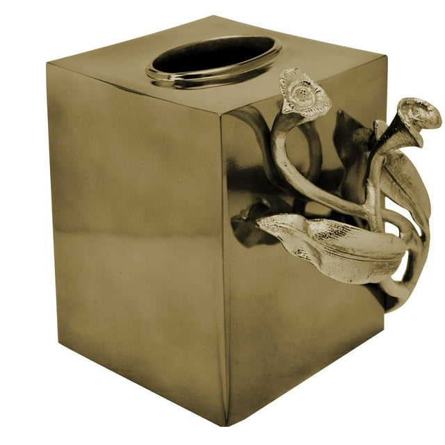 Funda para caja de pañuelos Decozen The Calla Lily de aluminio con acabado dorado