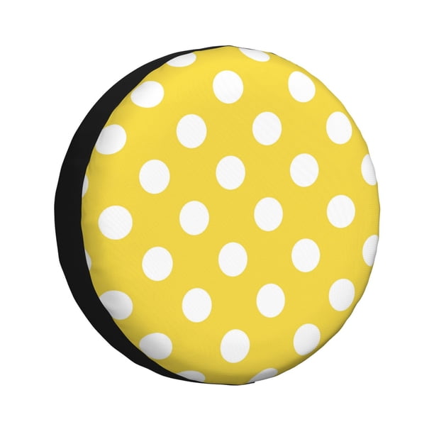 Fotbe Yellow And White Polka Dot Funda de Llanta de Repuesto con Estampado, Engrosada, Ajuste Universal para Jeep, Remolque, RV, SUV, Camión-14 inch