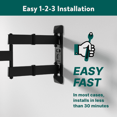 onn. Full Motion TV Wall Mount for 19 to 50 TVs, up to 15° Tilting