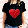thumbnail image 5 of Horkkom Heart Shirts for Women Valentines Day Heart Print Graphic Tee Crewneck Short Sleeve Shirts XL, Gifts for Women, 5 of 7