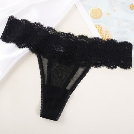 YWDJ Womens Cheeky Panties No Show Lace Lightweight No Show Sexy Lace Underwear Comfortable and Slim Hollowed Out Solid Panties Briefs Black XL