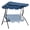 Blue stripes, variant on GIMMYFIVE 3-Seat Outdoor Patio Swing Chair with Adjustable Canopy & Cushions, UV & Weather Resistant, 600lb Capacity for Garden Porch Balcony, Red