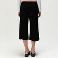 thumbnail image 4 of Gaucho Pants for Women Fold Over Flowy Low Rise Wide Leg Capri Pants Casual Stretch Cropped Pant Black S, 4 of 7