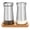 Black & White Shakers Set + Bamboo Stand, variant on Salt Shaker or Pepper Shaker with Adjustable Pour Holes - Elegant Stainless Steel Spice Dispenser - Perfect for Himalayan, Table Salt, White and Black Pepper (Salt Shaker)