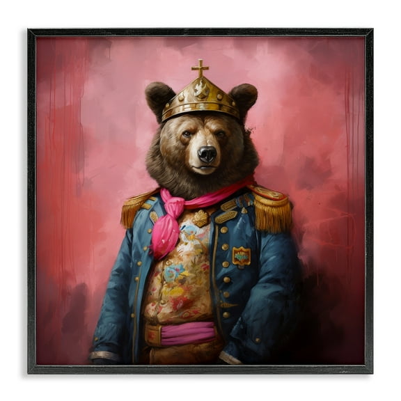 Stupell Industries Regal Bear Portrait Animals & Insects Painting Black Framed Art Print Wall Art, 12 x 12