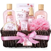 Spa Gift Baskets for Women, 10 Pcs Cherry Blossom Bath and Body Care Sets, Luxury Holiday Beauty Birthday Gift Sets for Her