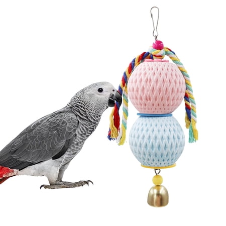 Bird Beak Grinding Stone, Parrot Chew Toys with Bells, Bird Toys, Cage Accessories for African Grey, Budgies, Amazon Parrots, Cockatiels, Lovebirds, Conures, Quakers, Small to Medium Birds.