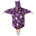 thumbnail image 2 of FORMRS Wearable Blanket Hoodie with Sleeves for Kids Cozy Flannel Sweatshirt, Purple Ghost Star Pattern, 2 of 7