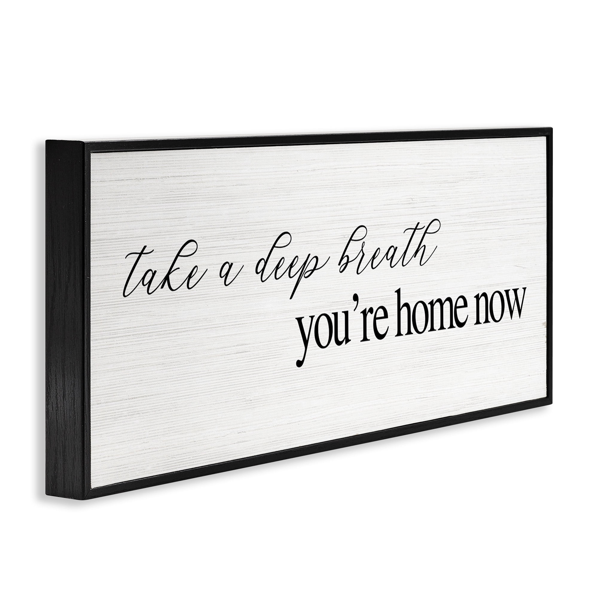 Stupell Industries Deep Breath You're Home Phrase Typography Painting Black Framed Art Print Wall Art, 30 x 13