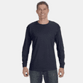 thumbnail image 4 of Gildan Heavy Cotton Long Sleeve Navy T-Shirt, Men's 9 Pack 100% Cotton Taped Neck Tee, S, 4 of 6