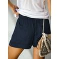 thumbnail image 3 of SHEWIN Women's Comfy Drawstring Elastic Waist Shorts Summer Casual Loose Mid Rise Sports Short Pants with Pockets Blue, 3 of 7