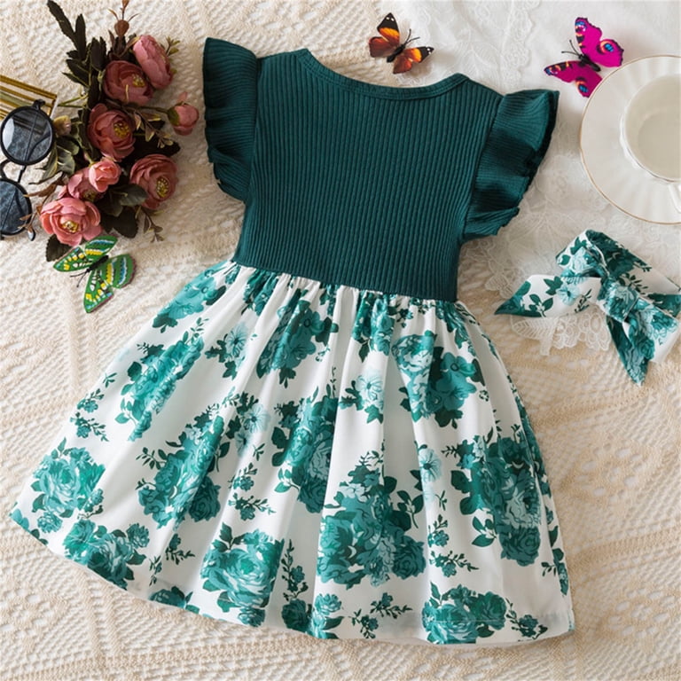 party dress 0-3 months qILAKOG 9-12 Months Baby Girls Dresses Ruffle Sleeve Summer Dress Ruffle Neck Dress Children's Dress Elegant A Line Party Dress Children Festive Dress