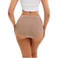 thumbnail image 3 of INSPIRE CHIC Women's Hi-Cut High Waist Briefs Full-Coverage Underpants, Available in Plus Size L Brown, 3 of 5