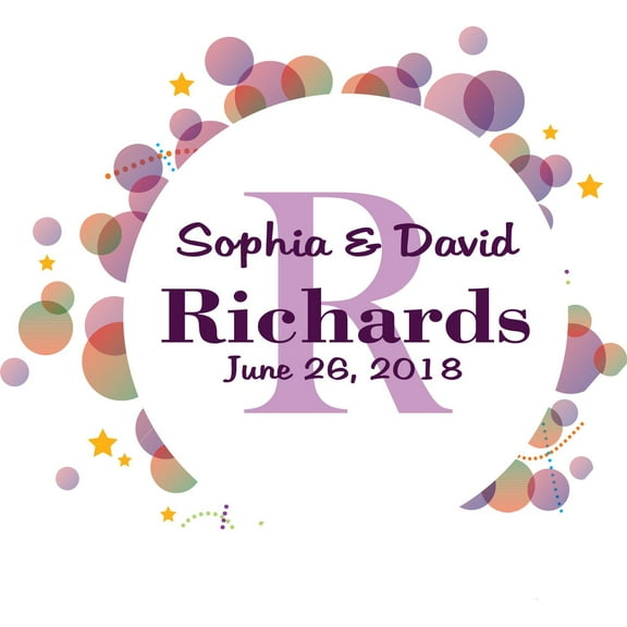 Personalized Name Vinyl Decal Sticker Custom Initial Wall Love Quote Marriage Married Family Engagement Wedding 14X14”