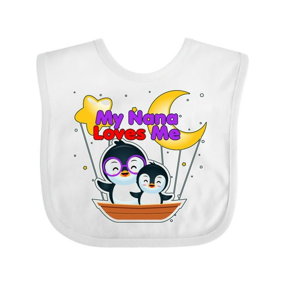 Inktastic My Nana Loves Me Penguin Boys or Girls Baby Bib