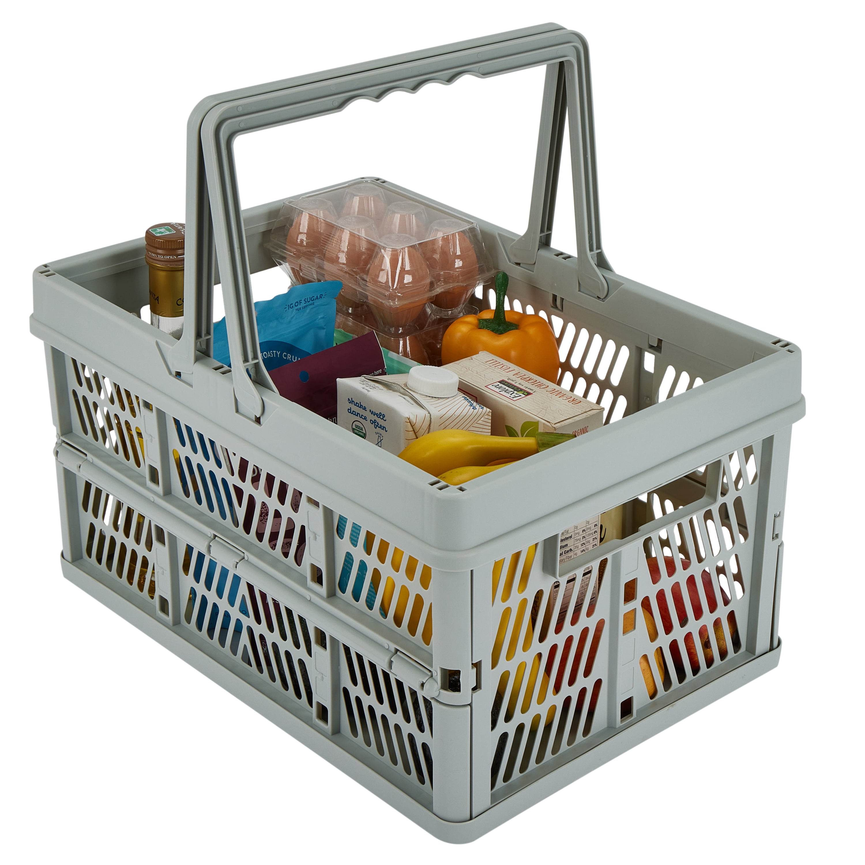 Simplify Collapsible Storage Crate with Carrying Handles in Grey
