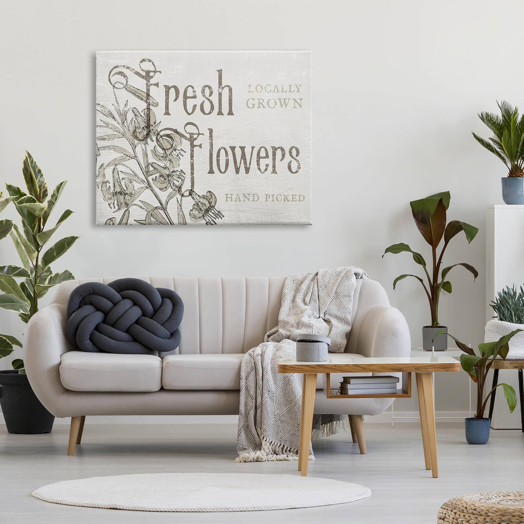 Stupell Industries Antique Fresh Flowers Botanical Signage Graphic Art Gallery Wrapped Canvas Print Wall Art, Design by Daphne Polselli
