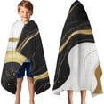 thumbnail image 3 of Black White Gold Marble Pattern Hooded Bath Towel，60"x35" for Ages 3 To 12 Kids, Quick Dry Lightweight Soft Microfiber Hood Beach Towel Cover Up for Kids, 3 of 7