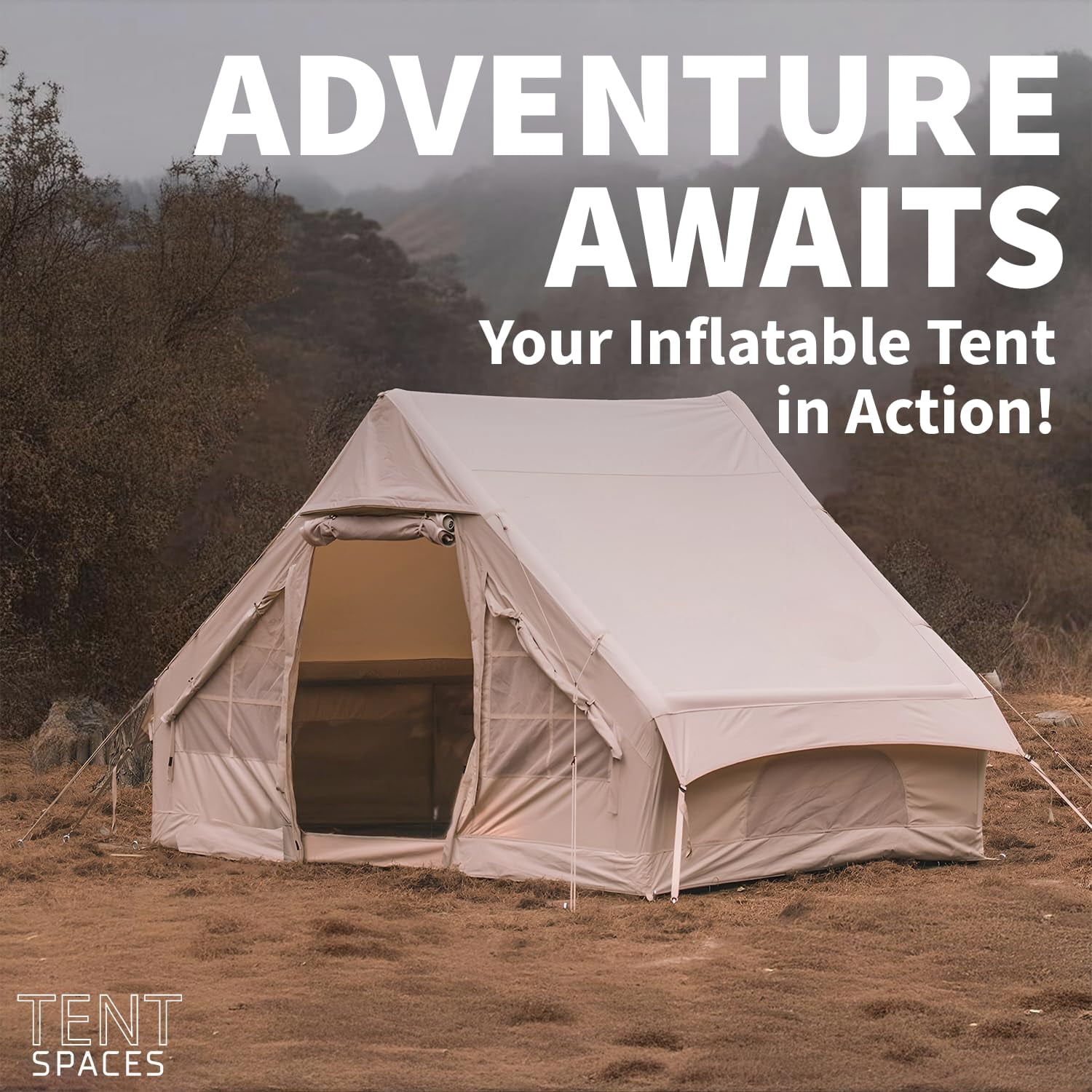 Tentspaces - Inflatable Tents for Camping , Glamping Tent, Blow Up Tent, Lightweight, 3 Person (Regina 3200)