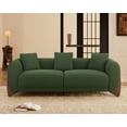 thumbnail image 5 of Morden Fort Sherpa Boucle Cloud 3-Seater Sofa, Upholstered Modern Comfy Couch with Crescent Wood Legs and 3 Matching Pillows, Green, 5 of 8