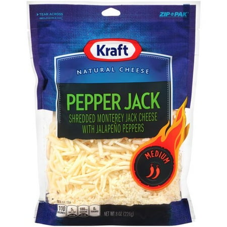 Kraft Shredded Pepper Jack Cheese 8 oz. ZIP-PAK - Walmart.com