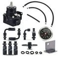 thumbnail image 2 of Universal Adjustable Fuel Pressure Regulator Kit with 0-100 Psi Pressure Gauge AN-6 Fuel Line Hose Fitting Connectors Kit Black, 2 of 5