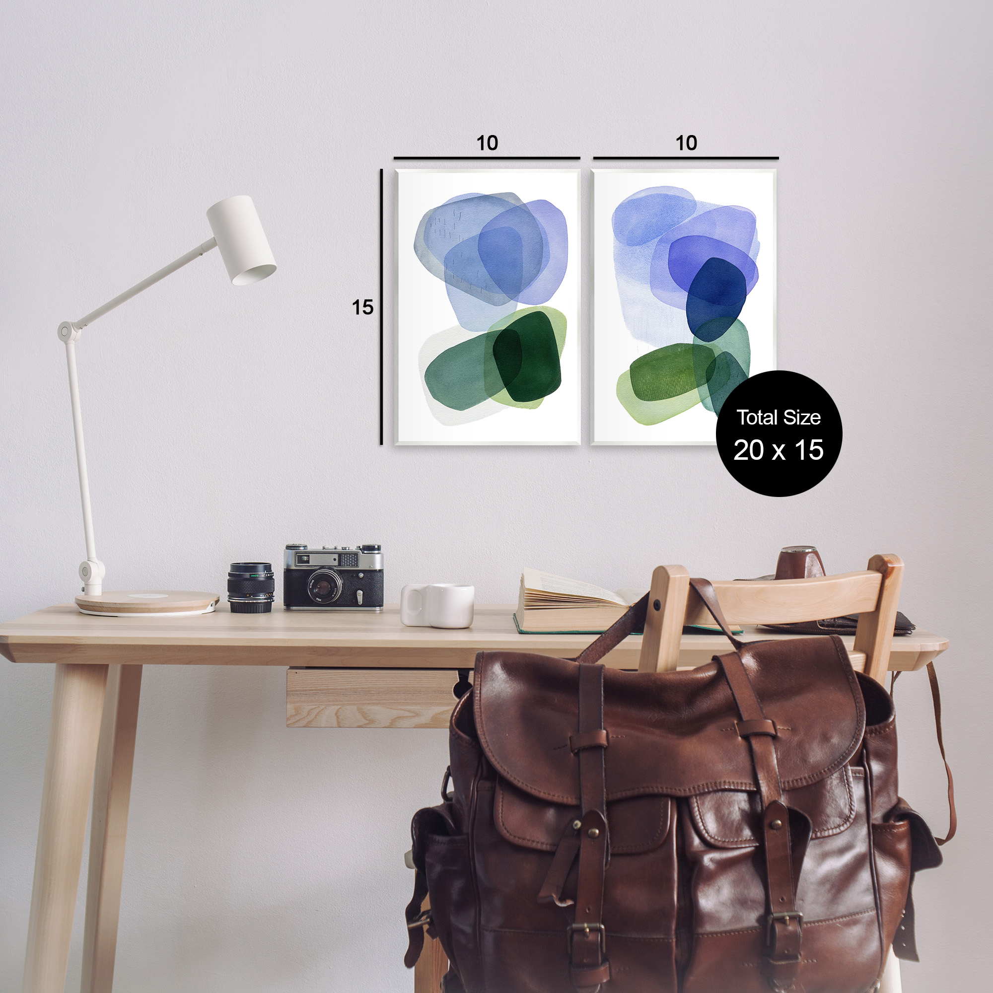 Stupell Industries Minimal Oblong Shapes Abstract Painting Unframed Art Print Wall Art, 10 x 15, Set of 2