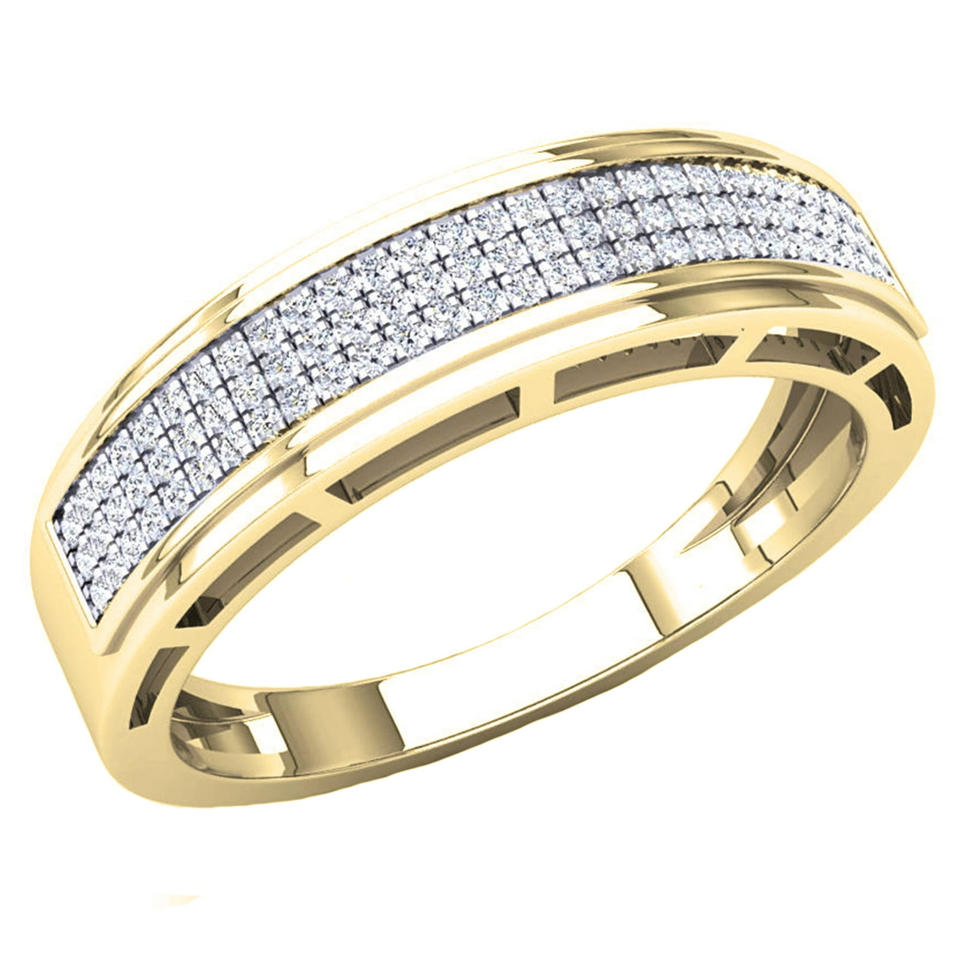 Dazzlingrock Collection Round White Diamond Hip Hop Anniversary Wedding Band for Men (0.25 ctw, Color I-J, Clarity I2-I3) in 10K Yellow Gold, Size 11.5