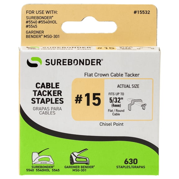 #15 Flat Crown Cable Tacker Staples - 630 ct.