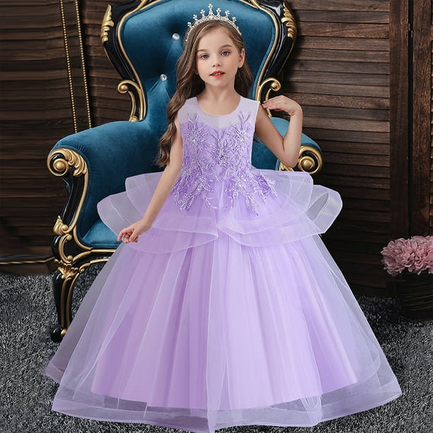 KYAIGUO Robe de Princesse pour Filles 5-14 Ans Jupe en Tulle