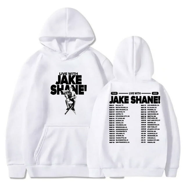 Jake Shane 2025 Sweat à Capuche Tour Merch Cosplay Femmes Hommes Mode Manches Longues,TTTG,Blanc