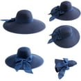 thumbnail image 2 of Womens 5.5 Inches Big Bowknot Straw Hat Large Floppy Foldable Roll up Beach Cap Sun Hat UPF 50+, 2 of 5