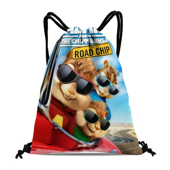 Alvin and The Chipmunks-theme Drawstring Backpack Sports Gym Bag Water Resistant String Bag Cinch Bag，12''X16''（30X40cm）