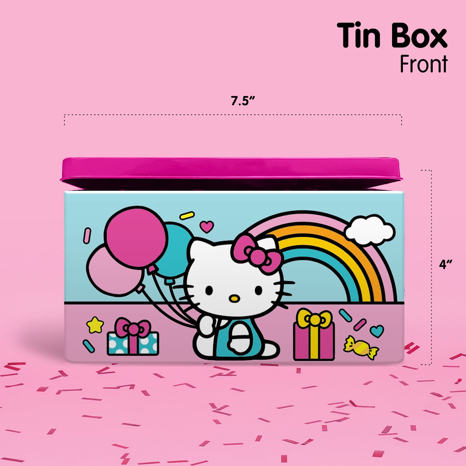 Megatoys Hello Kitty Birthday Party Gift Set with Tin Box & Pencil Case, 6 Count