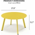 thumbnail image 2 of Patio Round Coffee Table, 27.6” Weather Resistant Heavy Duty Outdoor Metal Patio Side End Table with Square Foot for Outside Deck, Porch, Garden, Yellow, 2 of 7
