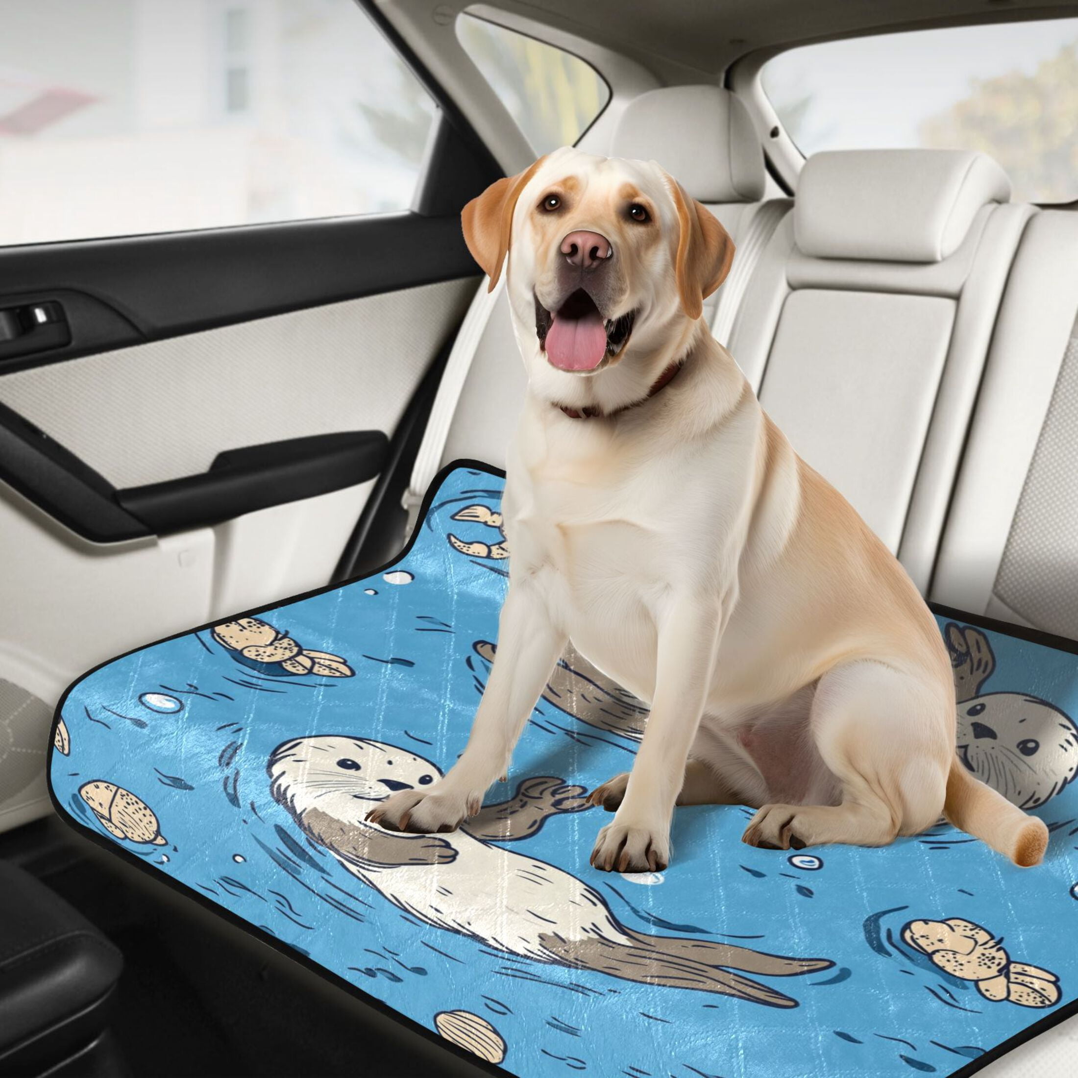 Qxltty Cute Otter Pattern Cat litter Pads Pet Set of 2 Diaper Mats Center Anti-leakage Layer Absorbent Soft and Comfortable