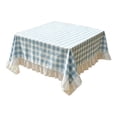 thumbnail image 2 of Blue White Gingham Ruffle Tablecloth,Plaid Decorative Table Cover,Wrinkle Resistant Easy Clean Fabric Cloth for Dining Desk Photography Background Home Decor, 2 of 7