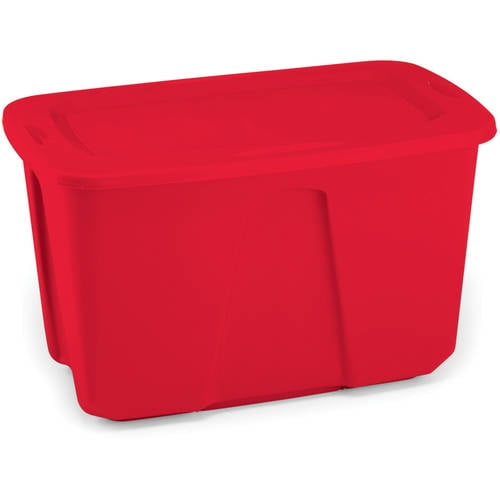 Homz 32 Gallon Holiday Plastic Storage Tote, Red