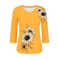 thumbnail image 4 of Chaoheng Summer Blouses for Women Women's V-Neck Raglan Sleeve Top 3/4 Sleeve Printed Pullover Blouse, 4 of 6