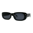 thumbnail image 2 of Womens Mod Rimless Rectangle Plastic Trendy Sunglasses All Black, 2 of 5