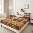 thumbnail image 4 of Homewish Galloping Horse Twin Sheet Sets 3pcs for Kids Children Teens,Western Farmhouse Animal Twin Fitted Sheet Microfiber,Bohemian Tribal Aztec Breathable Flat Sheet,Lightweight Room Decor, 4 of 7