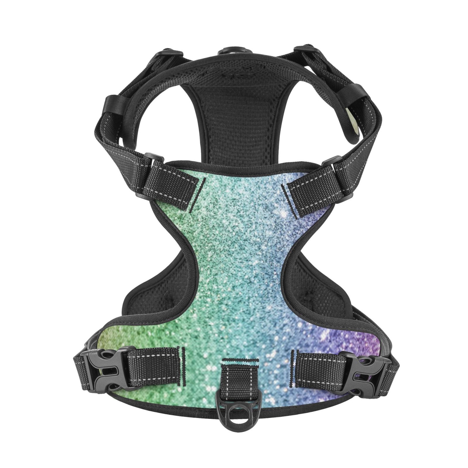 Kdxio Beautiful Glitter Print No Pull Dog Harness Adjustable Reflective Oxford Easy Control Medium Large Dog Harness for Training and Everyday-Small