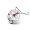 thumbnail image 2 of Pendentif Rond en Filigrane Rempli de Verre Rubis 1,10 Cts Collier Chaîne Femme en Argent Sterling 925, 2 of 3